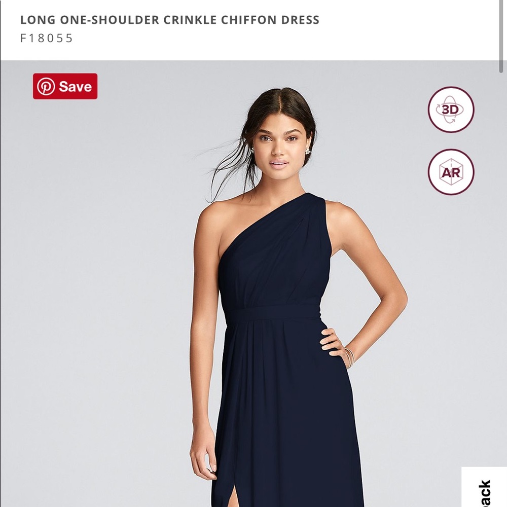 Chiffon marine blue davids bridal one shoulder Bridesmaid Dress size 20